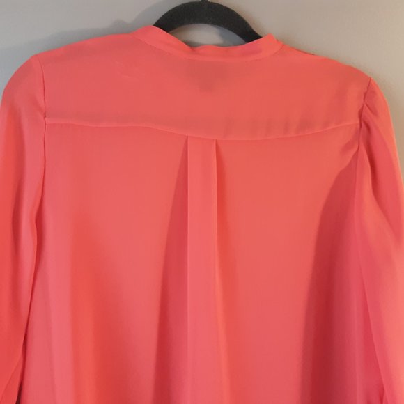 🌞 Worthington Coral Sheer Blouse | Silver Buttons, L - Picture 8 of 12